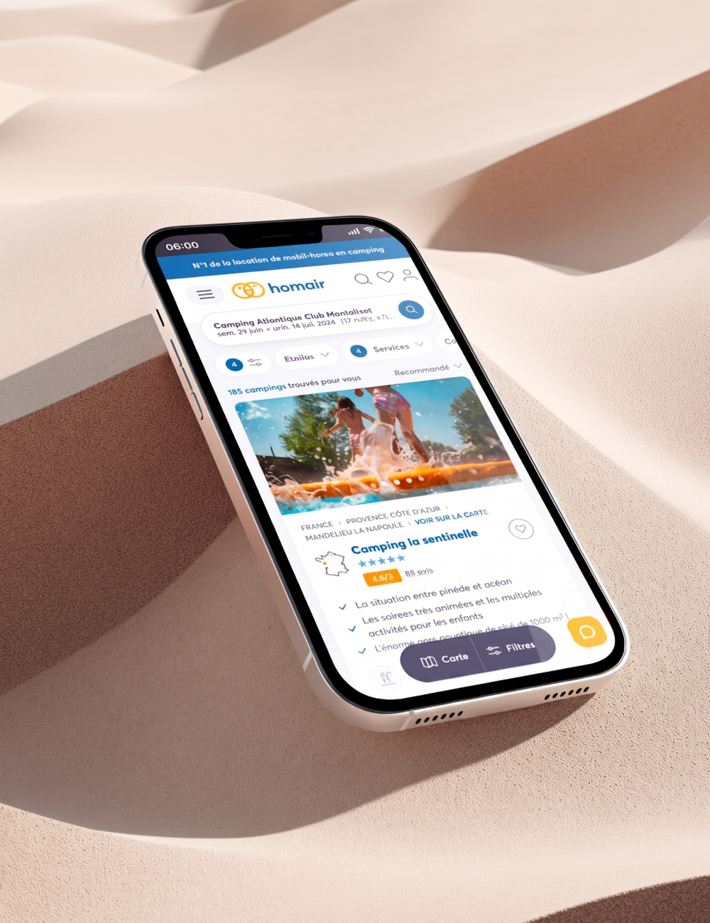 Homair - UX/UI/DA pour site de ventes privées vacances