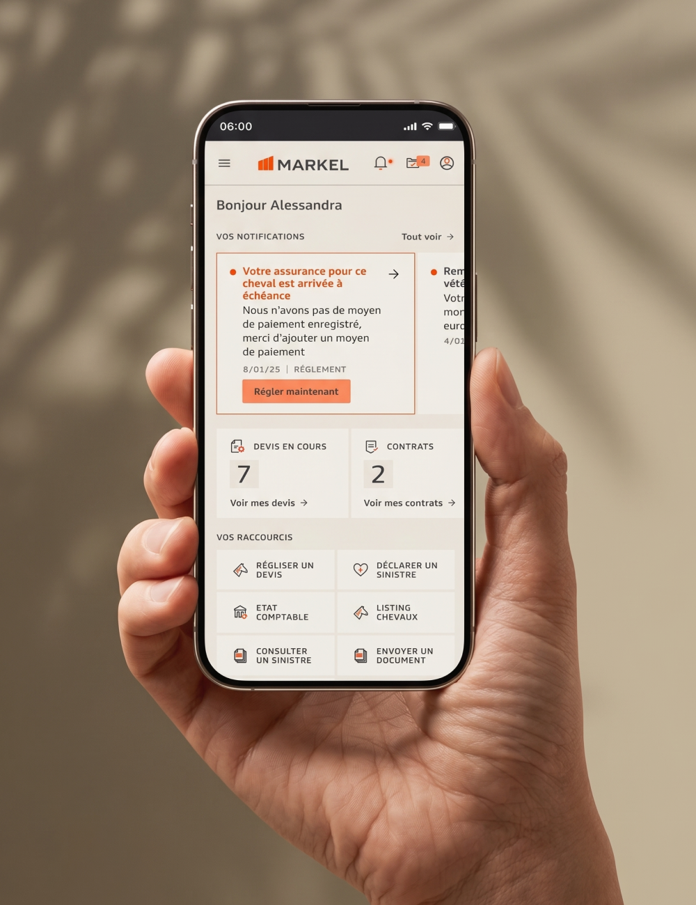 Markel Equine - UX UI interface front et back